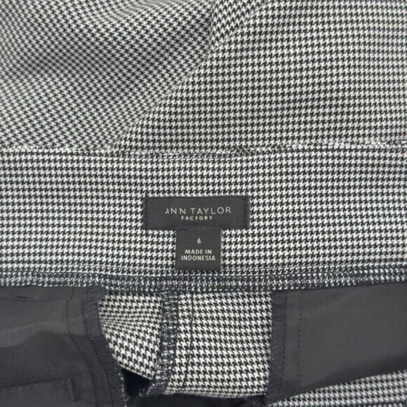 Ann Taylor Factory Womens Black Houndstooth Business Casual Dress Pants Size 6 - Picture 3 of 10